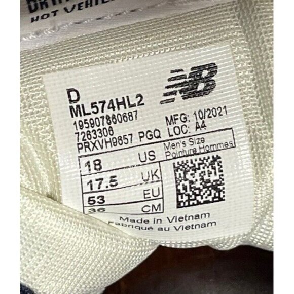Size 18 - New Balance 574 ML574HL2 Navy/Green Men’s Shoes Sneakers - Picture 7 of 7